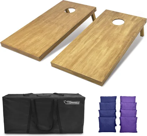 Vista 26 de GoSports 4 ft x 2 ft Regulation Size Wooden Cornhole Boards Set with Light Brown Finish - Includes Carrying Case and Bean Bags Negro- gris
