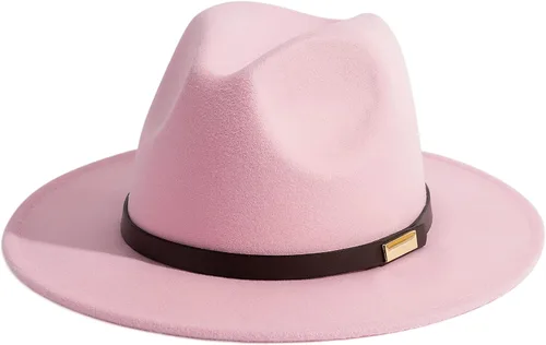 Vista 45 de Sombreros Fedora para hombre, sombrero Panamá de ala ancha con cinturón clásico Unisex Felt Fedora, Adjustable Fit, Breathable Sweatband, All-Day