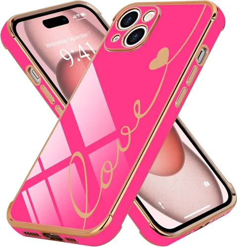 Vista 43 de LCHULLE Funda compatible con iPhone 12 para mujeres y niñas, bonito diseño de corazón de amor con enchapado de lujo, cubierta de TPU suave a prueba