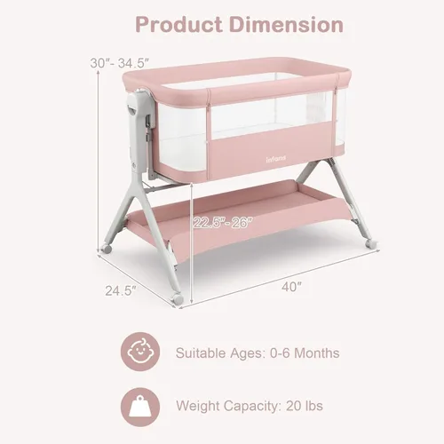 Vista 7 de INFANS - Moisés de bebé 5 en 1 con mecedora manual suave Rosa