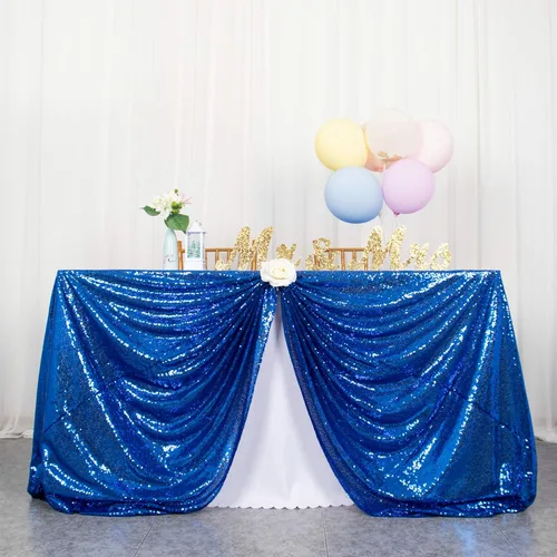Vista 13 de ShinyBeauty Mantel de lentejuelas color azul bebé de 50 x 50 pulgadas, mantel cuadrado con purpurina azul claro, mantel de Acción de Gracias, 50 x