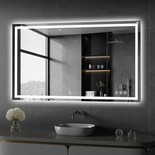 Vista 26 de Koonmi Espejo de baño LED 38x26 con luz, antivaho y 3