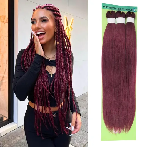 Vista 19 de Pelo corto negro trenzado preestirado de 14 pulgadas para trenzas sin nudos, pelo sintético 1B trenzado para trenzas Bob Box