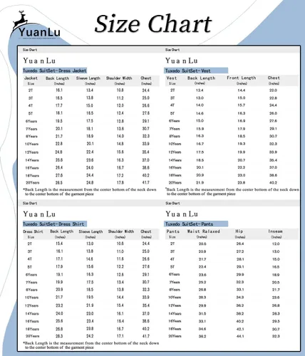Vista 3 de YuanLu Trajes para niños 5 piezas Slim Fit Royal Blue Boy Suit