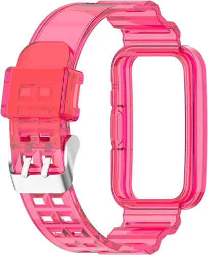 Vista 3 de Compatible con Huawei Watch Fit Band con funda, correa protectora de gelatina transparente para reloj Huawei, compatible con reloj inteligente Rosa