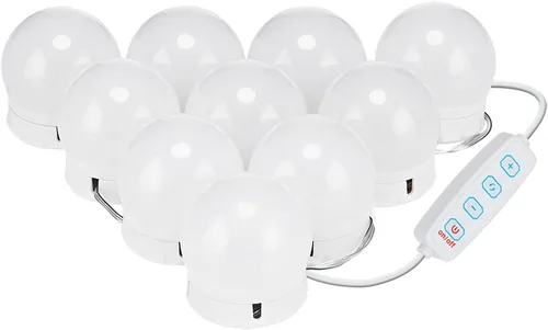 Vista 9 de Lumee Espejo de maquillaje iluminado – Espejo redondo con luz LED con batería recargable, mango plegable, espejo de mano portátil compacto