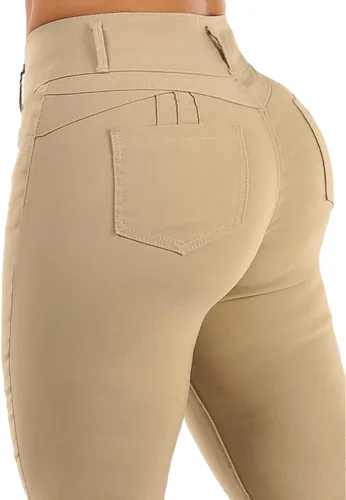 Vista 6 de Moda Xpress Levantacola - Pantalones ajustados de cintura alta para mujer y jóvenes, pantalones ajustados para levantamiento de glúteos, color azul