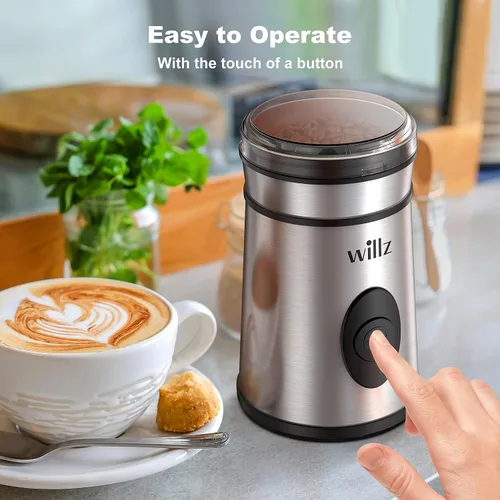 Vista 4 de Willz Molinillo de café eléctrico para granos de café, especias y hierbas con control de botón fácil de encendido/apagado, capacidad de molienda