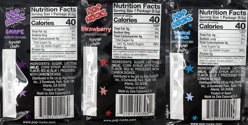 Vista 4 de Pop Rocks Crackling Candy - Paquete variado de 36 caramelos clásicos para reventar, nueve sabores diferentes a granel Pop Rocks Popping Candy