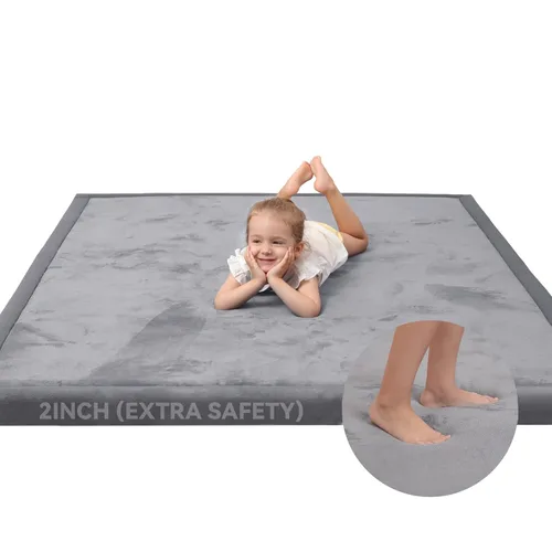 Vista 68 de Huloo Sleep - Tapete de juego para la habitación de bebés y niños pequeños, anticaídas, de espuma elástica de 1.3" de grosor, 28" x 72", terciopelo