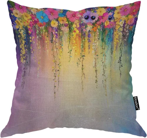 Vista 7 de Moslion Fundas de almohada de hojas de arce, funda de almohada de otoño con hojas de arce, 18 x 18 pulgadas, lona de algodón y lino, funda