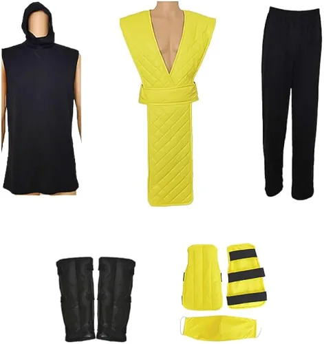 Vista 5 de miccostumes Disfraz de Ninja Yellow Fighter Halloween Cosplay para hombre