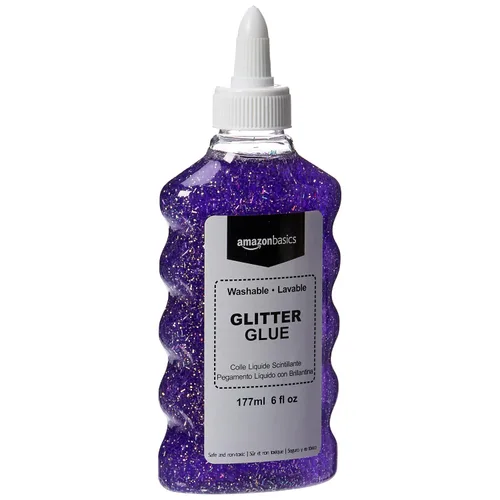 Vista 2 de Amazon Basics Pegamento líquido lavable con purpurina, varios colores (morado, rosa, rojo y azul), 6.0 fl oz, 6 onzas cada uno, 4