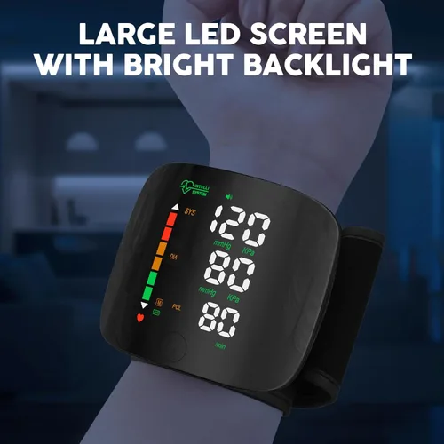 Vista 7 de Double love Monitor de Presión Arterial de Muñeca con Pantalla LED, Pantalla Táctil, Brazalete de Presión Arterial de Muñeca 99x2 Memoria de Lectura