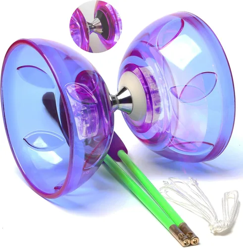 Vista 12 de BodyRhythm - Juego de cinco rodamientos de yoyo chino con varillas de fibra de vidrio, cuerdas ajustables para todas las edades, lo mejor para Azul
