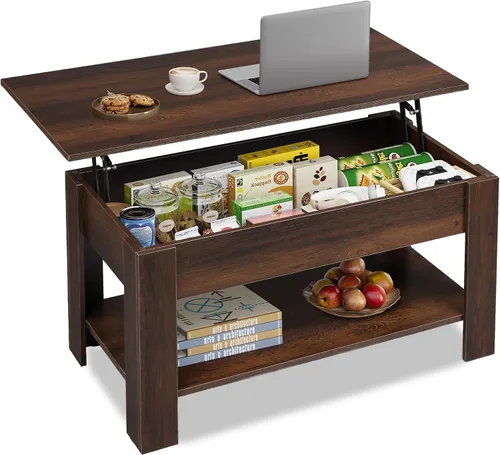 Vista 13 de WLIVE Mesa de Centro, Mesa de Centro de 39" con Tapa Elevable con Compartimento Oculto, Estante de Almacenamiento y Tapa Elevable para Hogar, Sala