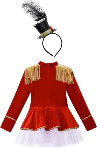 Vista 4 de MSemis Disfraz de circo Ringmaster para niñas pequeñas, vestido tutú con volantes para ballet