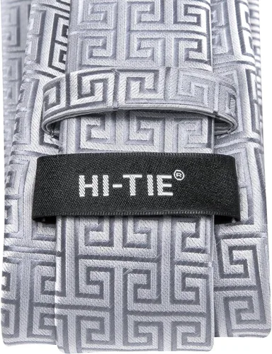 Vista 179 de Hi-Tie Corbata clásica de cachemira para hombre con pañuelo y gemelos a cuadros