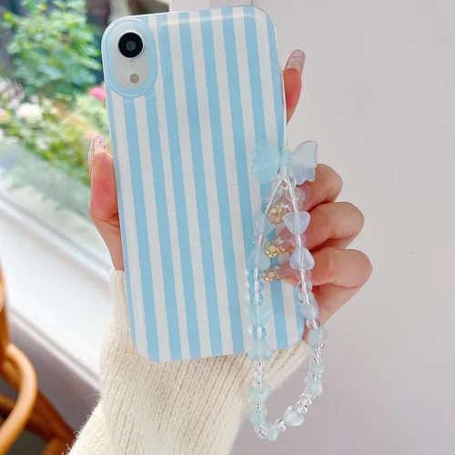 Vista 27 de Bonita funda a rayas para iPhone 6 Plus iPhone 6s Plus con cadena de cuentas, estética suave y delgada, funda protectora de poliuretano