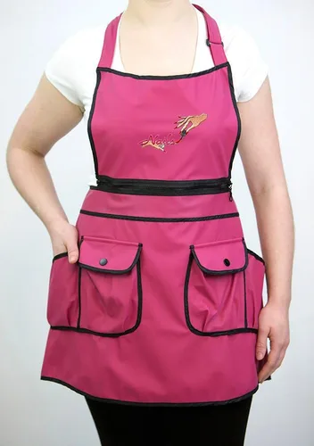 Vista 17 de CHARLENE Courtney Convertible Zip Delantal #9044 Frambuesa/Negro
