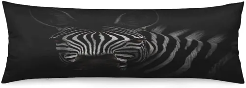 Vista 17 de Funda de almohada corporal con estampado de cebra, respaldo largo, funda protectora de almohada con rayas de cebra en blanco y negro, funda