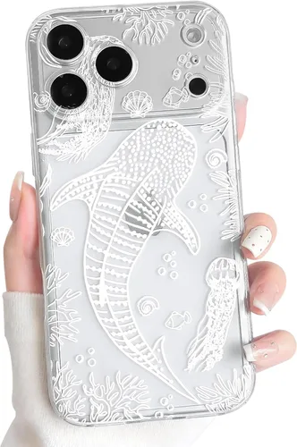 Vista 66 de NITITOP Funda para iPhone 13 Clear Sea Animal - Pez negro Pescado Negro