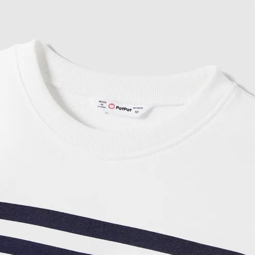 Vista 5 de PATPAT Sudadera familiar a juego con bloques de color, gris y blanco, estampado de estrellas de manga larga