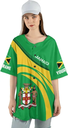Vista 6 de Camiseta de béisbol de Jamaica con nombre personalizado, camiseta jamaicana personalizada, uniforme de orgullo de Jamaica, unisex, S-5XL