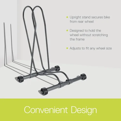 Vista 3 de Delta Soporte de bicicleta individual para bicicleta, soporte de piso ajustable sin herramientas para montaña, neumático grueso, bicicletas