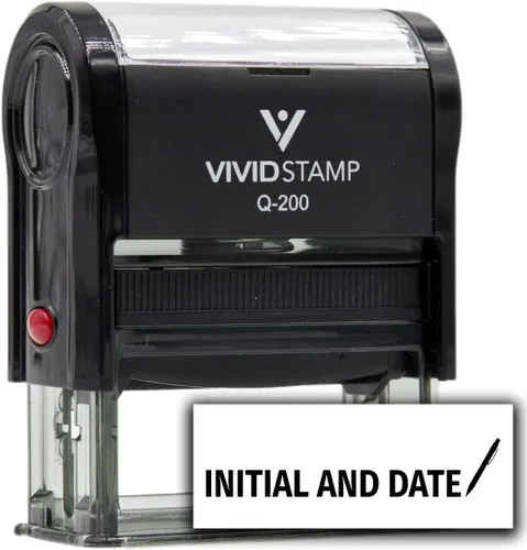 Vista 10 de Vivid Stamp Sello de goma autoentintado con inicial y fecha (tinta negra) - Q-300 Negro