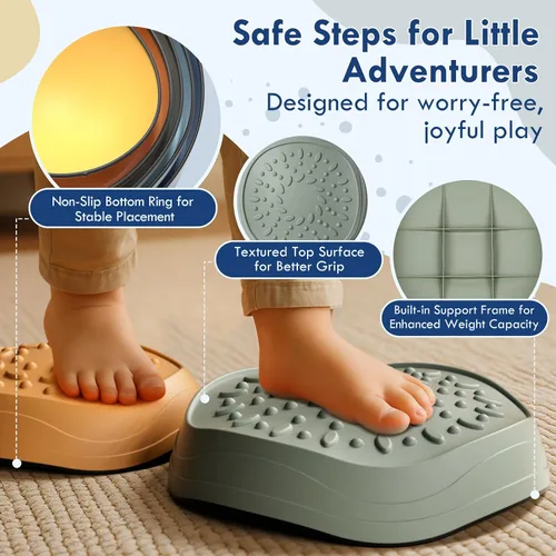 Vista 2 de Lehoo Castle Stepping Stones for Kids, Non-Slip Toddler Stepping Stones, Indoor & Outdoor Sensory Toys for Toddlers 1-3, Balance Board Obstacle