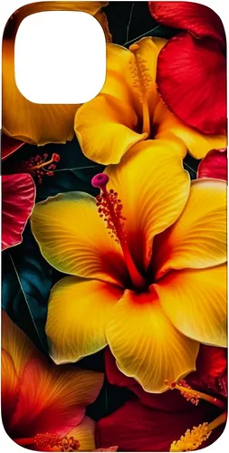 Vista 15 de Hawaiian Tropical Yellow Red Hibiscus Plumeria Case for iPhone 17