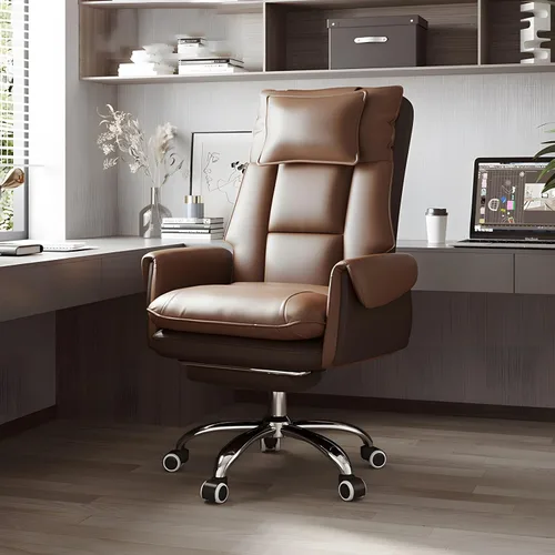 Vista 9 de Ergonomic High-Back Executive Office Chair with Footrest,Adjustable Lumbar Support & 360° Swivel,Heavy-Duty Metal Base PU Leather Desk Chair for