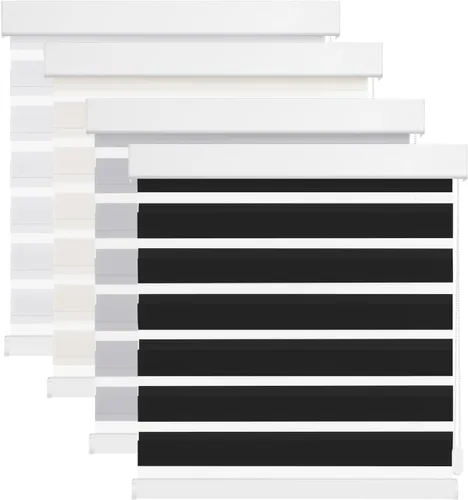 Vista 10 de Changshade - Persianas de cebra motorizadas para ventanas con filtro de luz para ventanas interiores, control de motor con cuerda de tracción
