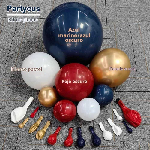 Vista 3 de Arco de globos rojo, blanco y azul, doble relleno, kit de guirnalda de globos de látex dorado con látex dorado para cumpleaños, 4 de julio, Día