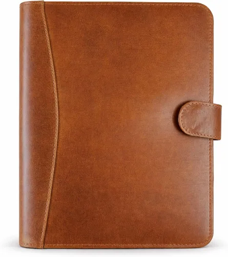 Vista 10 de Organizador de Portafolio de Bloc Legal de Cuero Carpeta de Cuaderno Ejecutivo Hecha a Mano Folio de Entrevista de Currículum de Cuero de Vaca