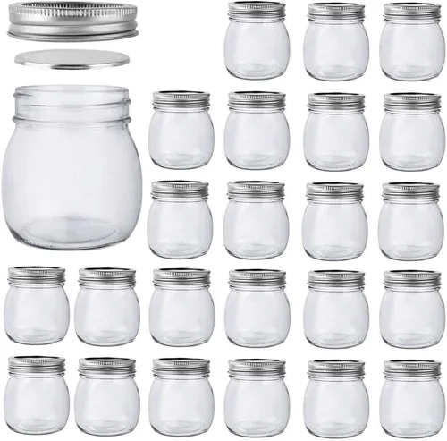 Vista 8 de BETROME Tarros Mason de 4 onzas, paquete de 24 tarros de vidrio de 4.1 fl oz con tapas de boca regular, tarros de vidrio para almacenamiento