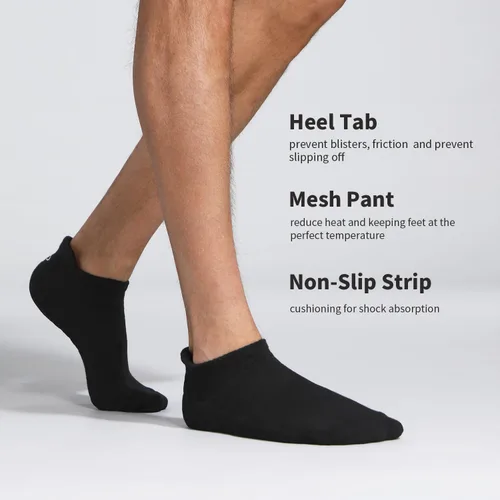 Vista 2 de Lapulas Calcetines deportivos para correr, de corte bajo, acolchados antiampollas, calcetines deportivos para hombres y mujeres, 6 pares