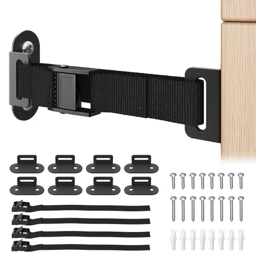 Vista 8 de Anclajes antipunta para muebles (2 juegos), anclaje de pared resistente para muebles, anclajes de pared a prueba de terremotos para seguridad