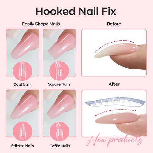 Vista 8 de Modelones Kit de uñas de poligel de 30 colores con lámpara de uñas de 8 W, rosa, amarillo, dorado, nude, formas de uñas, constructor de soluciones