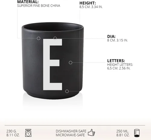 Vista 8 de Design Letters Taza de café con inicial A-Z Taza de café de Navidad con monograma para hombres, mujeres, tazas de porcelana de 11 onzas, taza