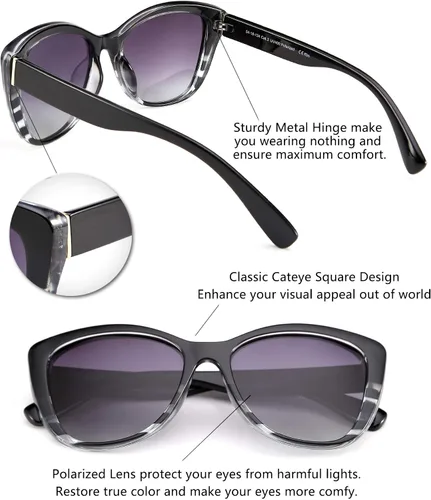 Vista 3 de FEISEDY Gafas de sol polarizadas vintage para mujer, estilo Jackie O Cat Eye B2451