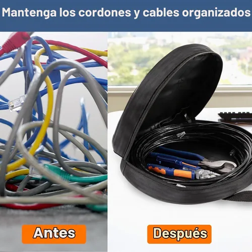 Vista 6 de Bolsa de cable de puente de 14 pulgadas, bolsa de cable de herramientas, organizador de almacenamiento de cables con bolsillo exterior para cables