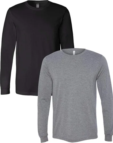Vista 47 de Canvas Filmore 3501 - Camiseta de 4.2 onzas para hombre manga larga (1) Ceniza + (1) Jaspeado atlético