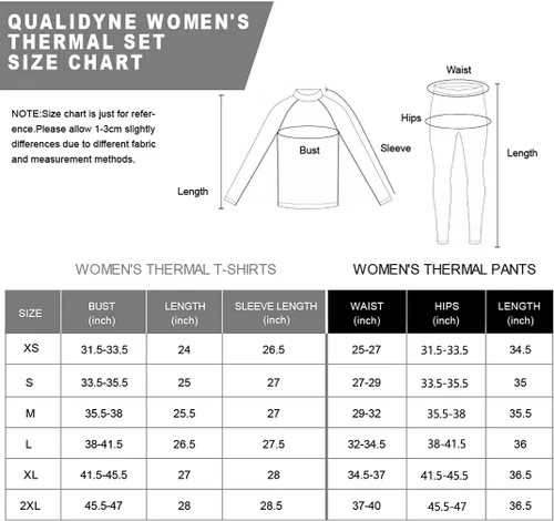 Vista 6 de Qualidyne - Conjunto de ropa interior térmica para mujer con capa base ultrasuave y pantalones largos para deportes de invierno