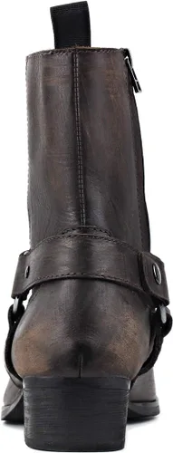 Vista 4 de Chelsea Combat tobillo casual caminar motocicleta botas bronce Zipper-up CD-JY017-USR