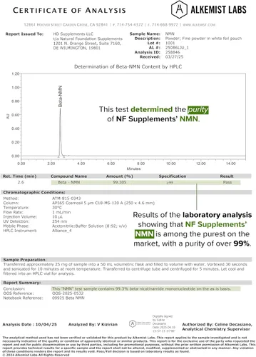 Vista 6 de NMN 500mg Cápsulas 99.3% Pureza Mononucleótido de nicotinamida 30 porciones Apoya la reparación del ADN y la función cognitiva Apto