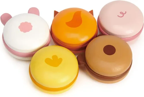 Vista 3 de Tender Leaf Toys - Macarons de animales - 5 macarons de madera con temática de animales para fiesta de té, juguetes pequeños para bolsas