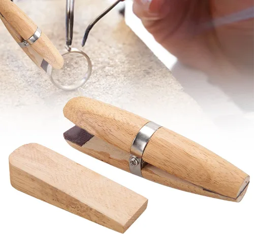 Vista 3 de Joyzan Abrazadera de anillo de madera, joyeros de madera, soporte de banco, mordazas de cuero, mandíbulas de cuero, herramientas manuales