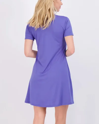 Vista 3 de Real Essentials Paquete de 3 Vestido de manga corta súper suave para mujer, suelto, casual, liso, simple, camiseta de verano (disponible en Plus)